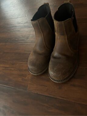 Women’s  Brown Leather Chelsea steel toe  Work Boots
